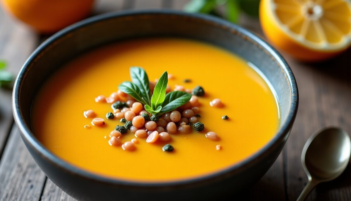 Délicieuse Soupe Veloutée de Citrouille au Lait de Soja et Touché Aromatique de Romarin : Recette Facile et Rapide Délicieuse Soupe Veloutée de Citrouille au Lait de Soja et Touché Aromatique de Romarin : Recette Facile et Rapide
